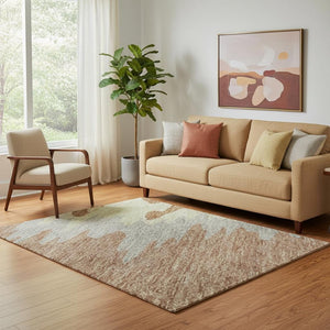 HomeRoots 5' X 8' Contemporary Rust Green & Gray Abstract Washable Area Rug with UV Protection & Durability 682387