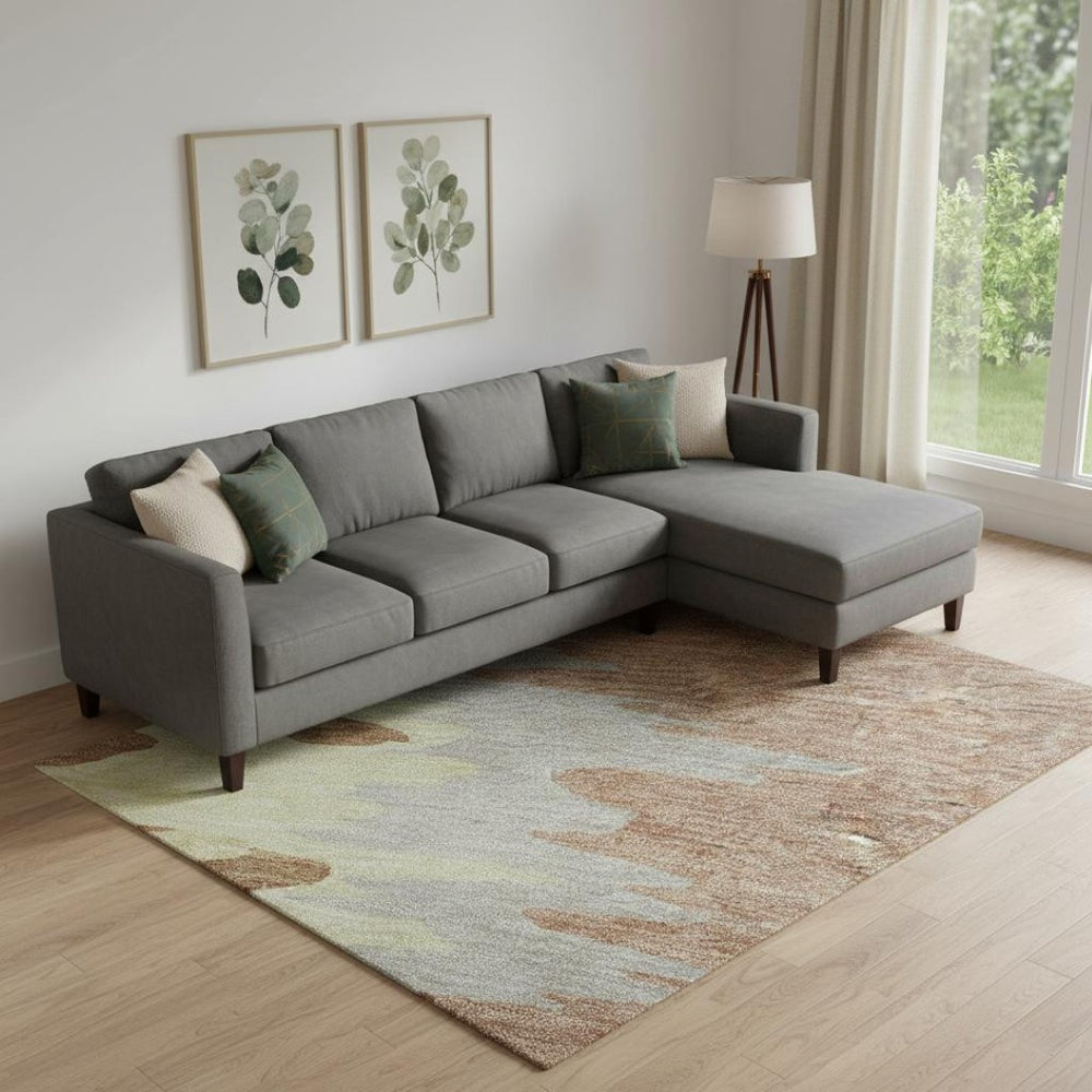 HomeRoots 9' X 12' Washable Area Rug in Rust Green & Gray – Durable, Stain-Resistant with UV Protection! 682390