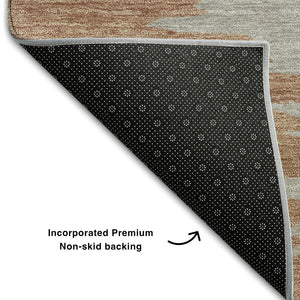 HomeRoots 10' X 14' Stylish Rust Green & Gray Washable Area Rug with UV Protection for High-Traffic Rooms 682391