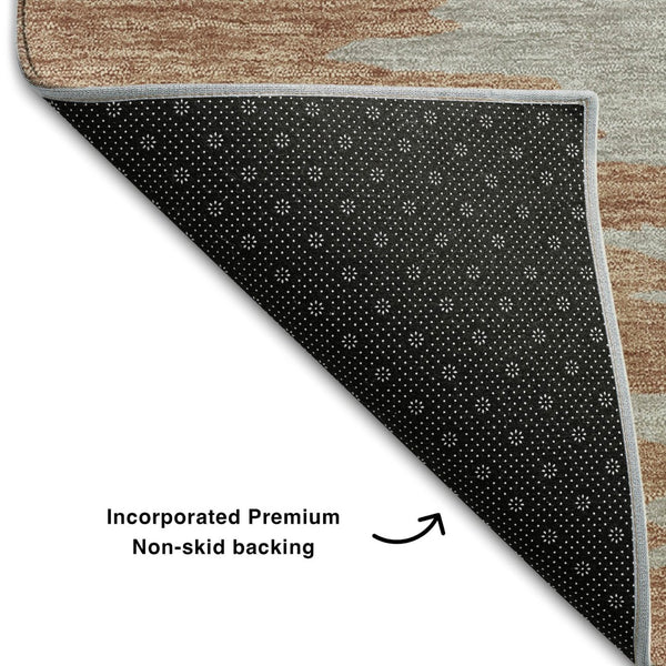HomeRoots 10' X 14' Stylish Rust Green & Gray Washable Area Rug with UV Protection for High-Traffic Rooms 682391