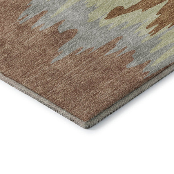 HomeRoots 10' X 14' Stylish Rust Green & Gray Washable Area Rug with UV Protection for High-Traffic Rooms 682391