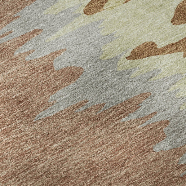 HomeRoots 10' X 14' Stylish Rust Green & Gray Washable Area Rug with UV Protection for High-Traffic Rooms 682391