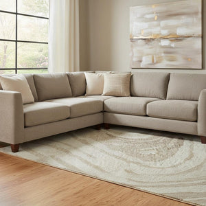 HomeRoots 8' X 10' Abstract Washable Area Rug in Beige, Green & Taupe - UV Protected, Stain Resistant & Non-Slip 682395