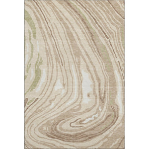 HomeRoots 9' X 12' Transitional Abstract Area Rug in Beige, Green & Taupe - Washable, UV-Protected & Durable 682396