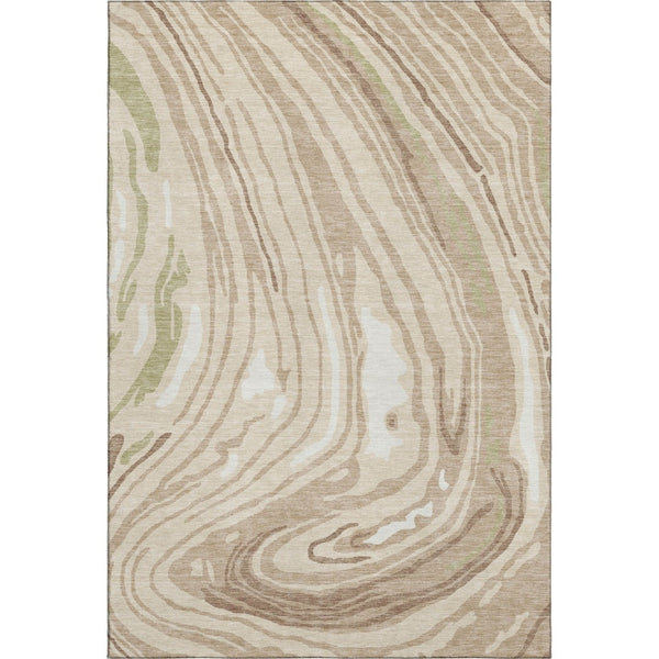 HomeRoots 9' X 12' Transitional Abstract Area Rug in Beige, Green & Taupe - Washable, UV-Protected & Durable 682396