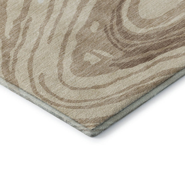HomeRoots 9' X 12' Transitional Abstract Area Rug in Beige, Green & Taupe - Washable, UV-Protected & Durable 682396