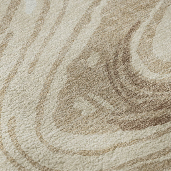 HomeRoots 9' X 12' Transitional Abstract Area Rug in Beige, Green & Taupe - Washable, UV-Protected & Durable 682396