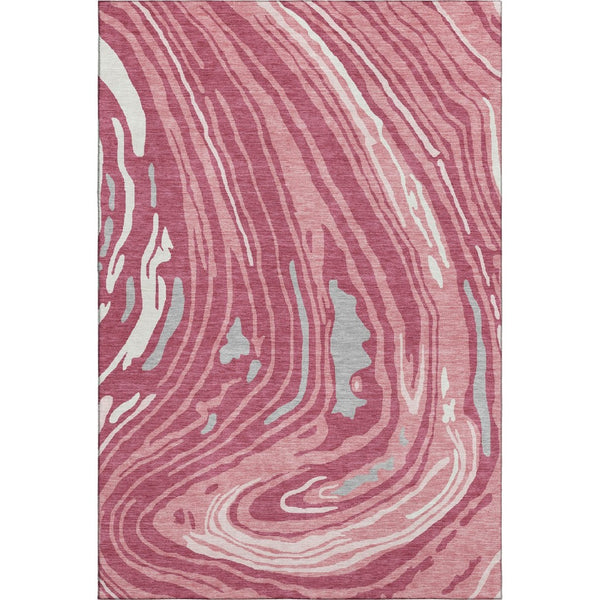HomeRoots 5' X 8' Blush Gray & Ivory Abstract Area Rug - Washable, UV-Protected, Soft & Durable for Homes 682405