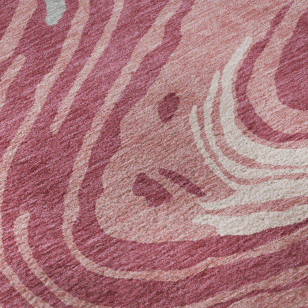 HomeRoots 5' X 8' Blush Gray & Ivory Abstract Area Rug - Washable, UV-Protected, Soft & Durable for Homes 682405