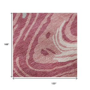 HomeRoots 10' X 14' Blush Gray & Ivory Abstract Area Rug - Washable, Stain-Resistant, UV Protected Elegance 682409