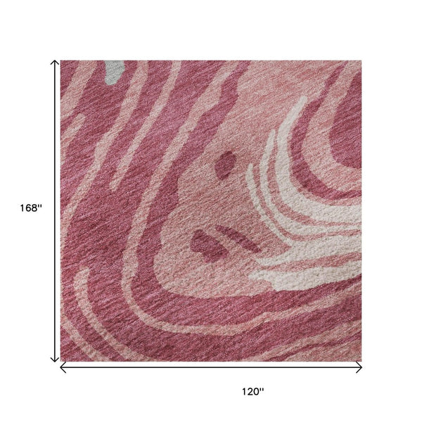 HomeRoots 10' X 14' Blush Gray & Ivory Abstract Area Rug - Washable, Stain-Resistant, UV Protected Elegance 682409