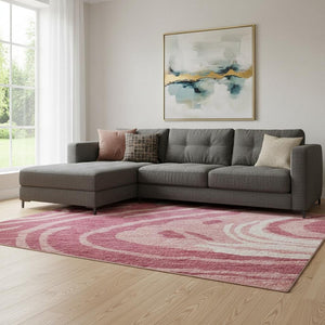 HomeRoots 10' X 14' Blush Gray & Ivory Abstract Area Rug - Washable, Stain-Resistant, UV Protected Elegance 682409