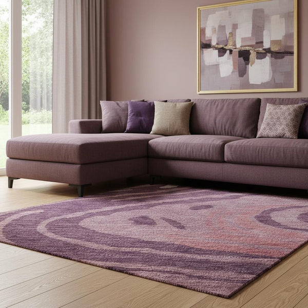 HomeRoots 8' X 10' Burgundy, Ivory & Blush Abstract Washable Area Rug – UV Protection & Stain Resistant Design 682413