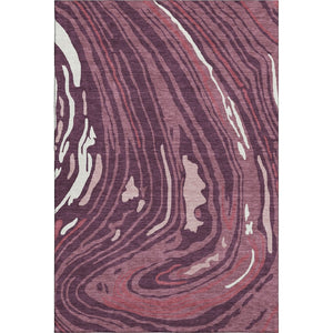 HomeRoots 8' X 10' Burgundy, Ivory & Blush Abstract Washable Area Rug – UV Protection & Stain Resistant Design 682413