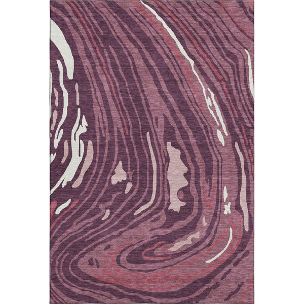 HomeRoots 8' X 10' Burgundy, Ivory & Blush Abstract Washable Area Rug – UV Protection & Stain Resistant Design 682413
