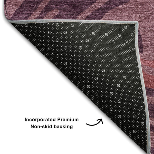 HomeRoots 8' X 10' Burgundy, Ivory & Blush Abstract Washable Area Rug – UV Protection & Stain Resistant Design 682413