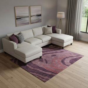 HomeRoots 9' X 12' Washable Abstract Area Rug in Burgundy, Ivory & Blush - UV Resistant, Stylish & Durable 682414