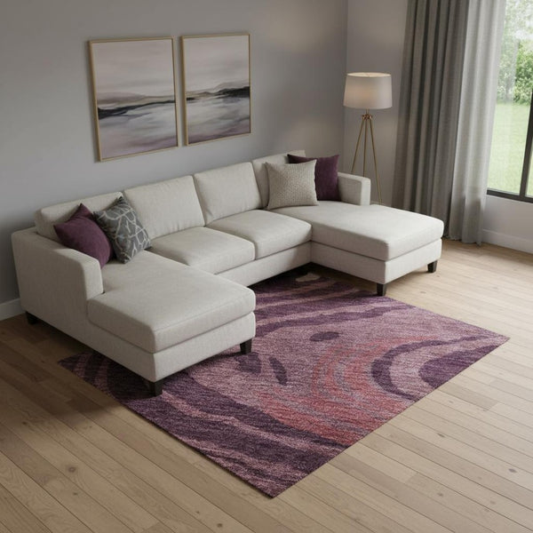 HomeRoots 9' X 12' Washable Abstract Area Rug in Burgundy, Ivory & Blush - UV Resistant, Stylish & Durable 682414