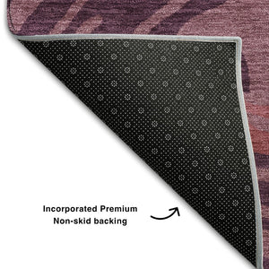 HomeRoots 9' X 12' Washable Abstract Area Rug in Burgundy, Ivory & Blush - UV Resistant, Stylish & Durable 682414