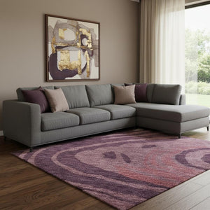 HomeRoots 10' X 14' Burgundy Ivory Blush Abstract Washable Area Rug - Stylish UV Protected Durable Design 682415
