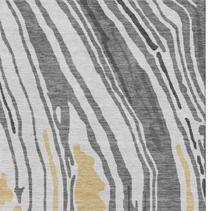 HomeRoots 5' X 8' Gray Gold Ivory Abstract Area Rug - Washable, UV Protected, Durable, Modern Elegance for Any Room 682417