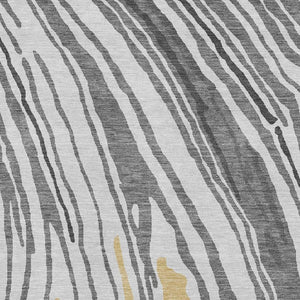 HomeRoots 8' X 10' Abstract Gray Gold Ivory Area Rug - Washable, Stain-Resistant, UV Protected for Modern Homes 682419