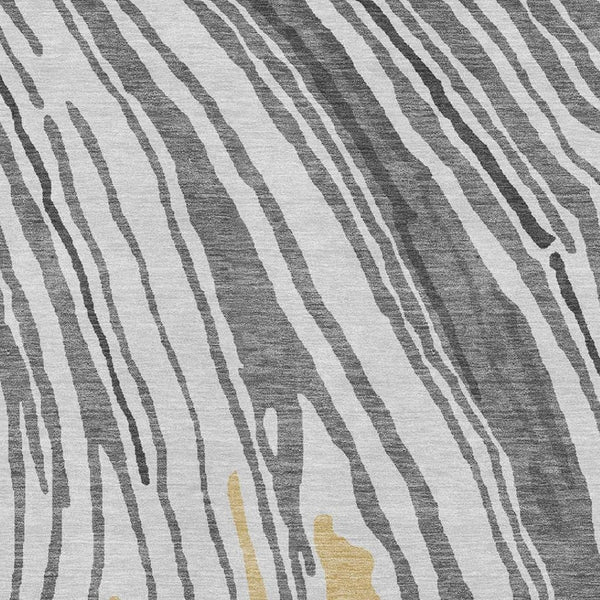 HomeRoots 8' X 10' Abstract Gray Gold Ivory Area Rug - Washable, Stain-Resistant, UV Protected for Modern Homes 682419