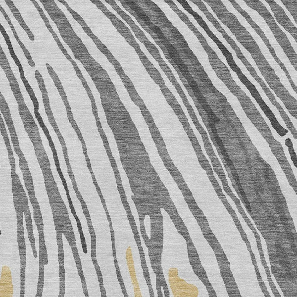 HomeRoots 10' X 14' Abstract Area Rug in Gray, Gold & Ivory - Washable, UV-Protected, and Durable Design for Homes 682421