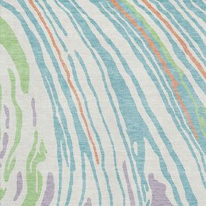 HomeRoots 9' X 12' Linen Green and Teal Abstract Area Rug – Washable, UV-Protected, Stain-Resistant Design! 682426