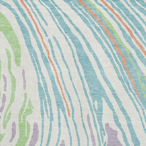 HomeRoots 9' X 12' Linen Green and Teal Abstract Area Rug – Washable, UV-Protected, Stain-Resistant Design! 682426