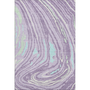 HomeRoots 5' X 8' Abstract Washable Area Rug in Lavender, Mint Green & Sky Blue - UV Protection & Stain Resistant 682429