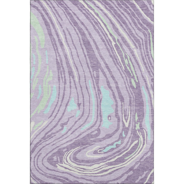 HomeRoots 5' X 8' Abstract Washable Area Rug in Lavender, Mint Green & Sky Blue - UV Protection & Stain Resistant 682429