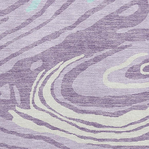 HomeRoots 5' X 8' Abstract Washable Area Rug in Lavender, Mint Green & Sky Blue - UV Protection & Stain Resistant 682429