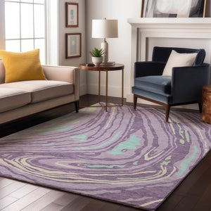 HomeRoots 10' X 14' Abstract Washable Area Rug in Lavender, Mint Green & Sky Blue - UV Protected & Durable 682433