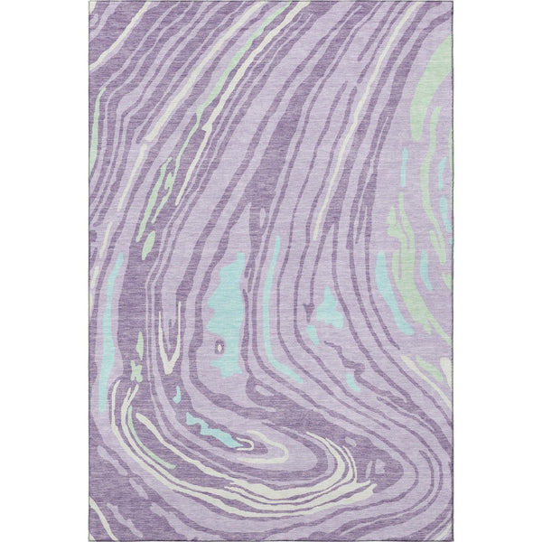 HomeRoots 10' X 14' Abstract Washable Area Rug in Lavender, Mint Green & Sky Blue - UV Protected & Durable 682433