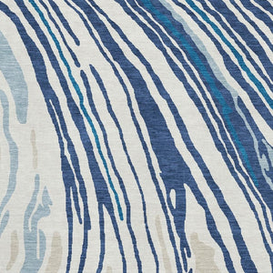 HomeRoots 10' X 14' Navy Blue Abstract Area Rug - Washable, UV Protected, Stain-Resistant for Modern Spaces 682439