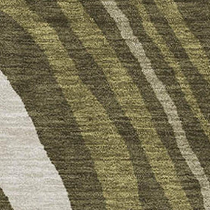 HomeRoots 5' X 8' Olive Green Abstract Washable Area Rug with Stain Resistance & UV Protection for Busy Homes 682441