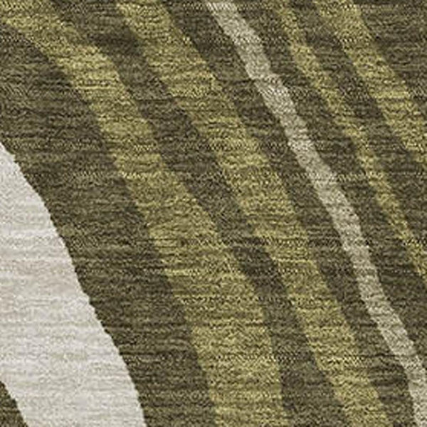HomeRoots 5' X 8' Olive Green Abstract Washable Area Rug with Stain Resistance & UV Protection for Busy Homes 682441
