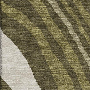 HomeRoots 9' X 12' Olive Green Abstract Washable Area Rug with UV Protection - Perfect for Busy Homes & Kids! 682444