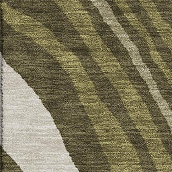 HomeRoots 9' X 12' Olive Green Abstract Washable Area Rug with UV Protection - Perfect for Busy Homes & Kids! 682444