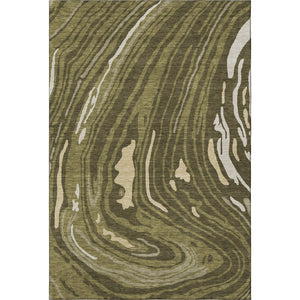 HomeRoots 9' X 12' Olive Green Abstract Washable Area Rug with UV Protection - Perfect for Busy Homes & Kids! 682444