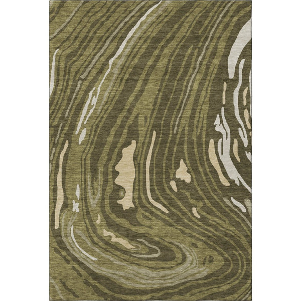HomeRoots 9' X 12' Olive Green Abstract Washable Area Rug with UV Protection - Perfect for Busy Homes & Kids! 682444