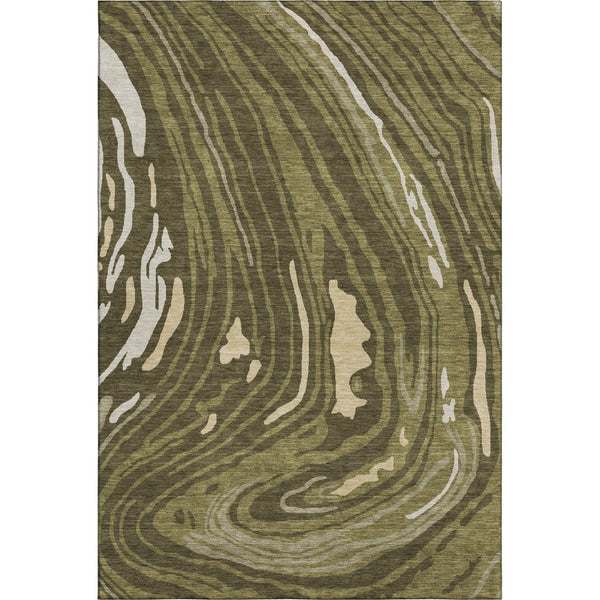HomeRoots 10' X 14' Olive Green Abstract Washable Area Rug - Durable, Stylish, UV Protected for Busy Homes 682445