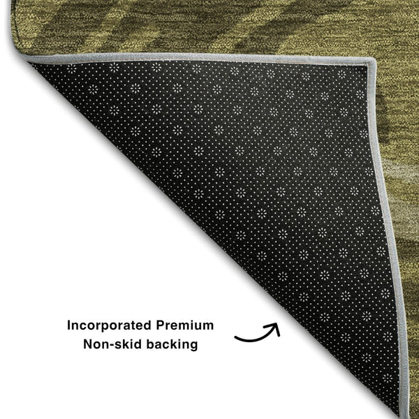 HomeRoots 10' X 14' Olive Green Abstract Washable Area Rug - Durable, Stylish, UV Protected for Busy Homes 682445
