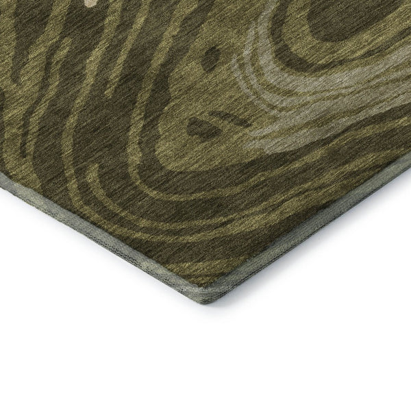 HomeRoots 10' X 14' Olive Green Abstract Washable Area Rug - Durable, Stylish, UV Protected for Busy Homes 682445