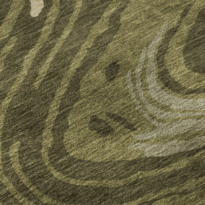HomeRoots 10' X 14' Olive Green Abstract Washable Area Rug - Durable, Stylish, UV Protected for Busy Homes 682445
