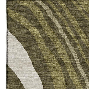 HomeRoots 10' X 14' Olive Green Abstract Washable Area Rug - Durable, Stylish, UV Protected for Busy Homes 682445