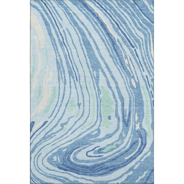 HomeRoots 8' X 10' Sky Blue, Ivory & Sage Abstract Washable Area Rug with UV Protection for Busy Homes 682449