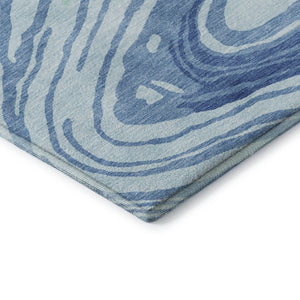 HomeRoots 8' X 10' Sky Blue, Ivory & Sage Abstract Washable Area Rug with UV Protection for Busy Homes 682449