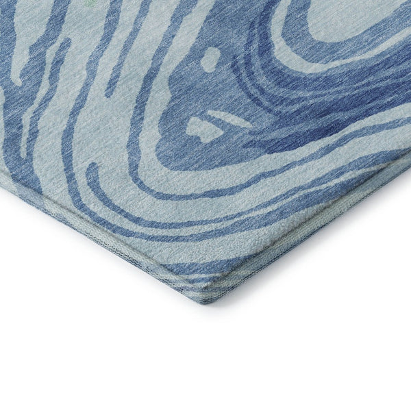 HomeRoots 8' X 10' Sky Blue, Ivory & Sage Abstract Washable Area Rug with UV Protection for Busy Homes 682449